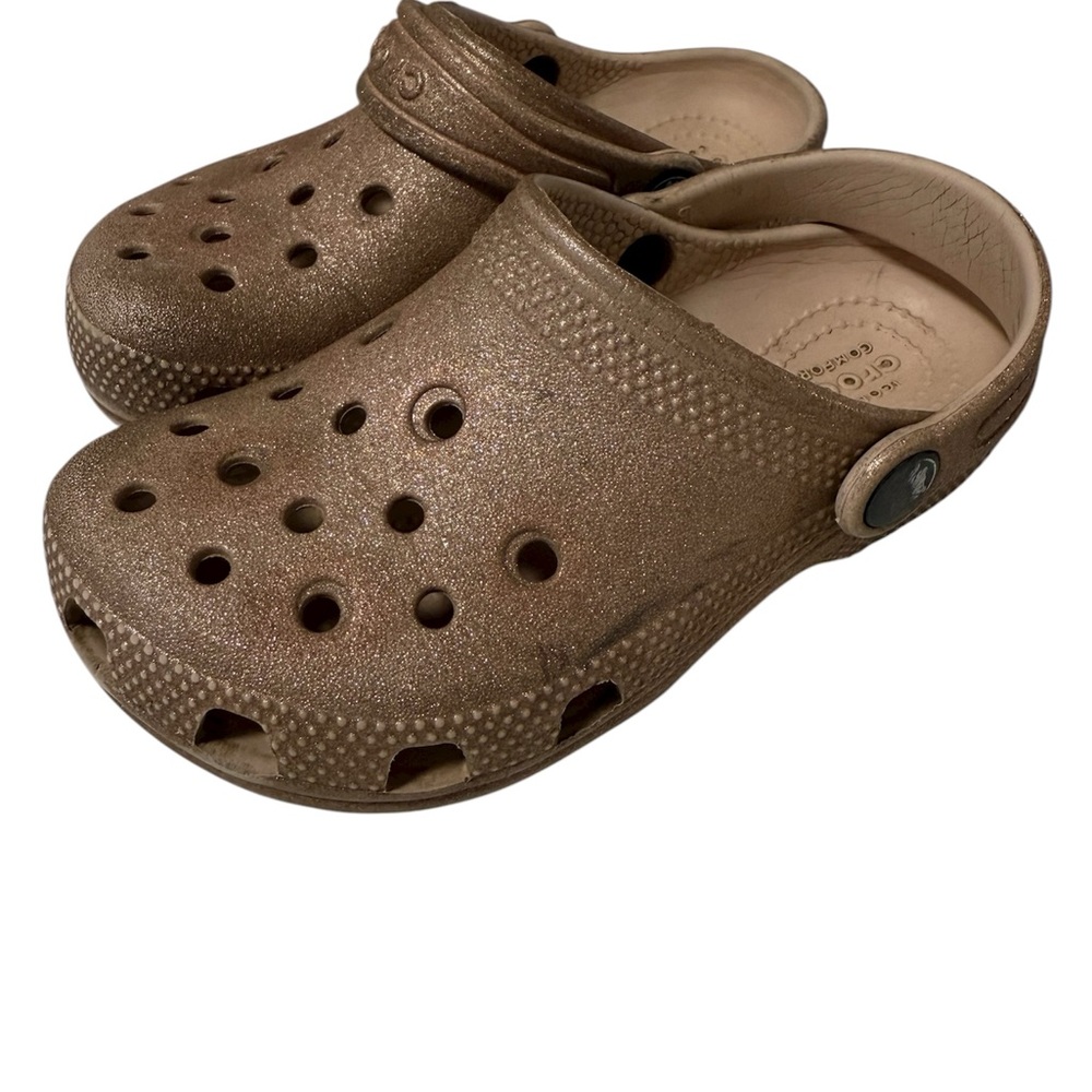 CROCS Kids' Glitter Sandals - Shimmering Brown